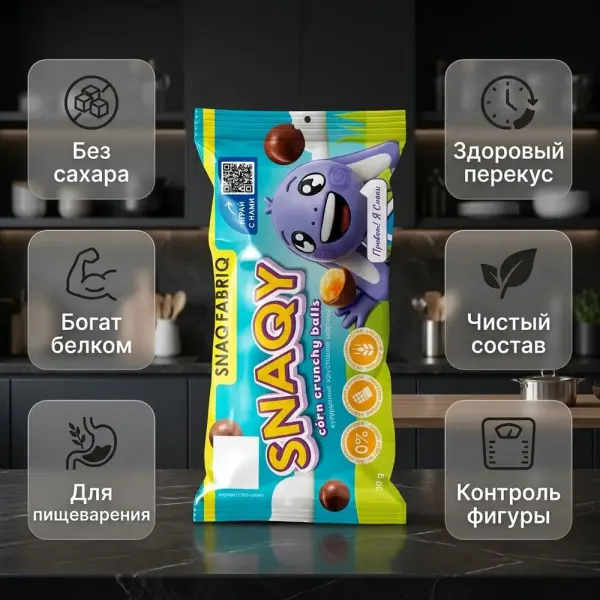 SNAQ FABRIQ Шоколадтағы жүгері шарлары дражесі 30 гр.*20 дана.