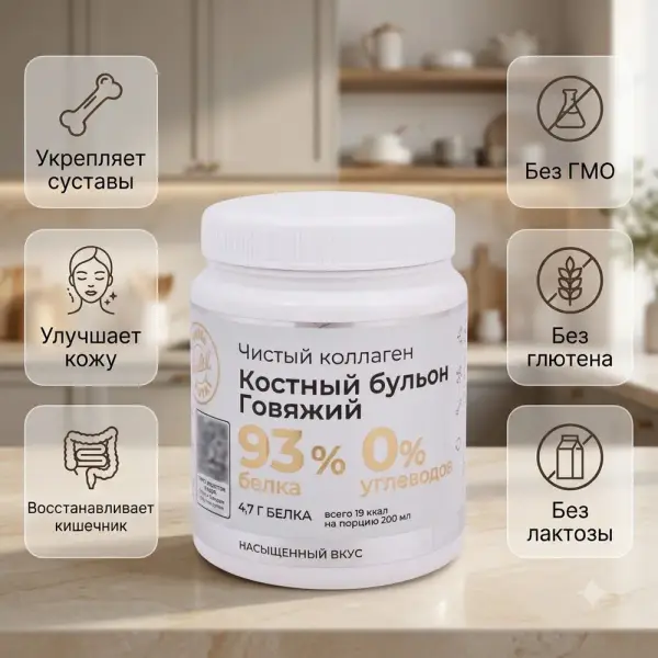 КС Таза коллаген сүйек сорпасы Сиыр етінен жасалған 150 гр.
